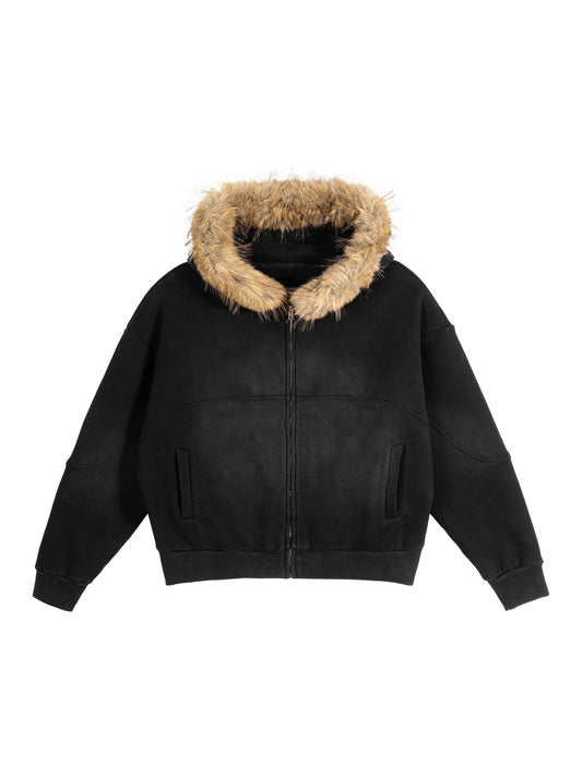 Washed Fur Zip Up